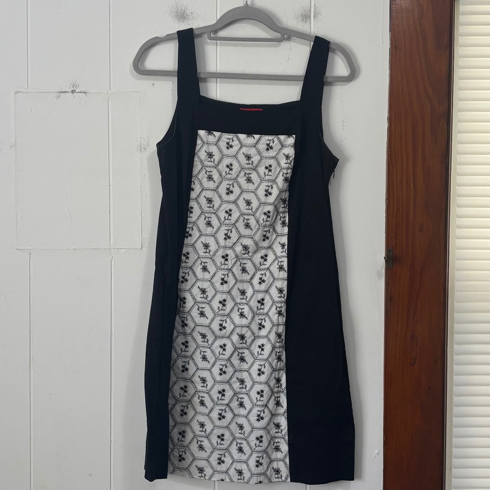 Signature by Sangria Black White Floral Honeycomb Sheath Dress Womens 10